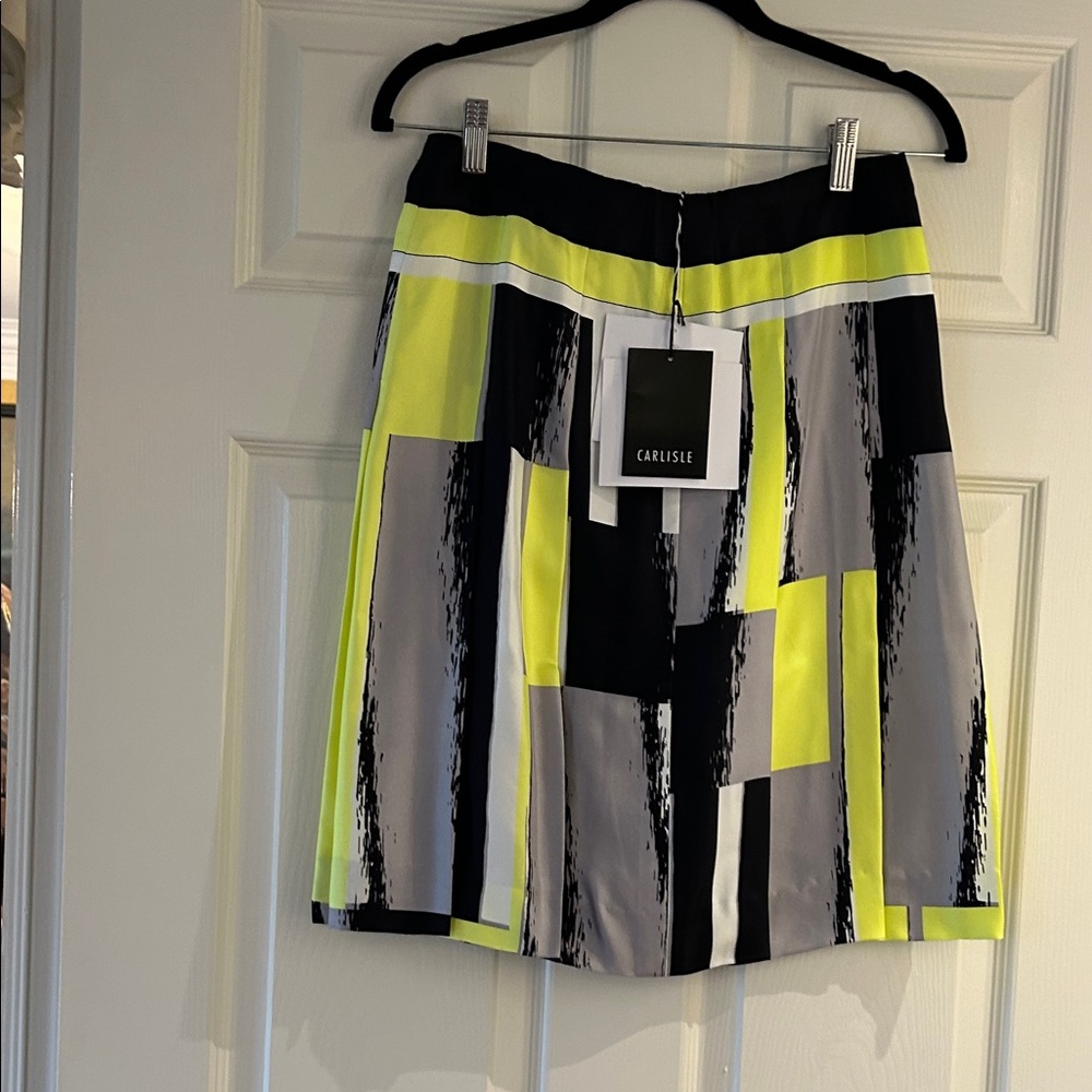 Carlisle Neon Yellow and Black Colorblock Skirt